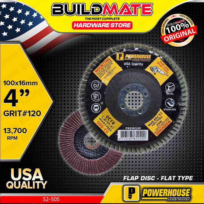 BUILDMATE Powerhouse Premium Flap Sanding Disc Flat Type 100x16mm Finishing Sanding Tool Wheel for Metal SOLD PER PIECE - PTAA