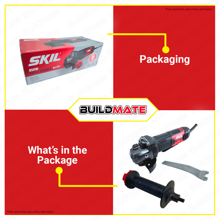 SKIL 850W Heavy Duty Angle Grinder 4" 100mm with FREE Damping SKIL Handle Paddle Switch AG1Z9132AB •BUILDMATE•