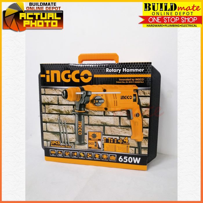BUILDMATE Ingco Industrial Rotary Hammer Drill Heavy Duty SDS+22MM 3 Mode 650W RGH6508 | RGH6528 IPT
