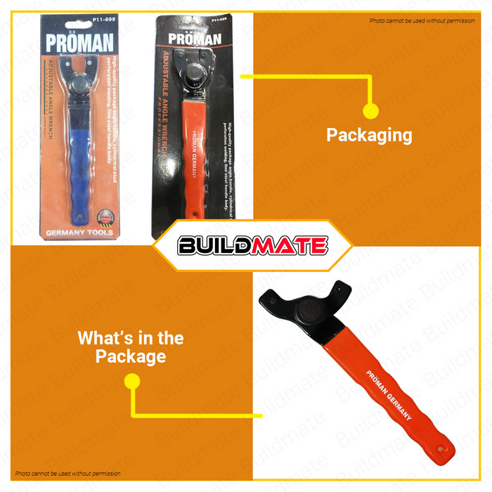 PROMAN GERMANY Adjustable Angle Wrench Wrenches P11-699 RANDOM COLOR •BUILDMATE•