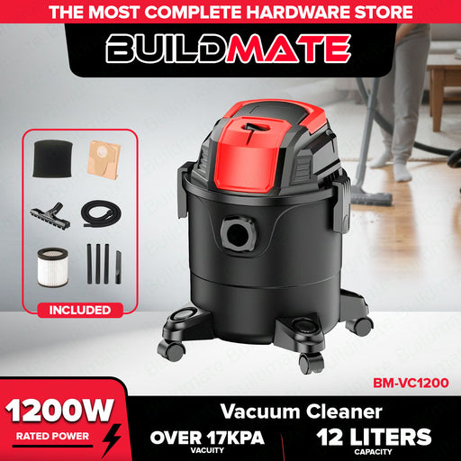 Buildmate Brand 12L Wet & Dry Vacuum Cleaner 1200W Heavy Duty Home & Workshop Use