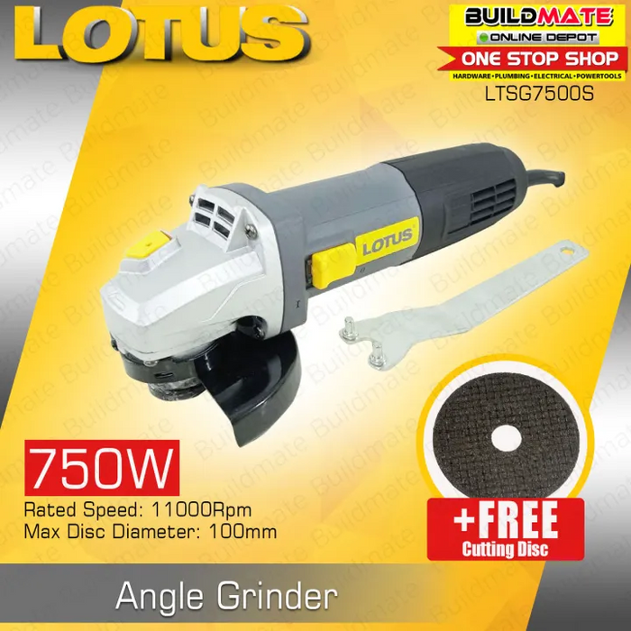 LOTUS Professional Angle Grinder Slider Switch 4" 750W LTSG7500S +FREE DISC •BUILDMATE• LPT LUTOS