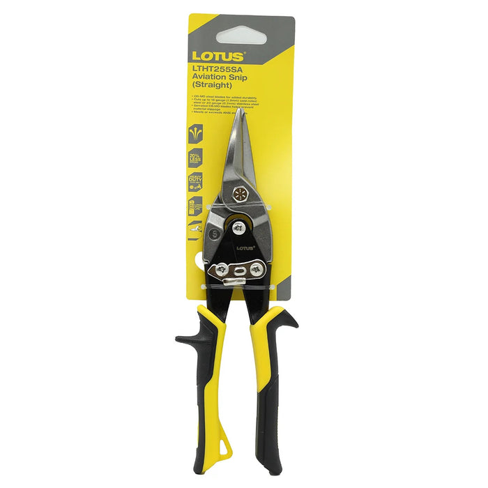 Buildmate x LOTUS 10" Straight Aviation Snips CRV Steel Serrated Blade LTHT255SA LHT