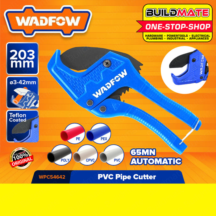 BUILDMATE Wadfow PVC Pipe Cutter 3-35mm | 3-42mm Sharp Blade Cutting Pipes Ratchet Scissors Type WHT