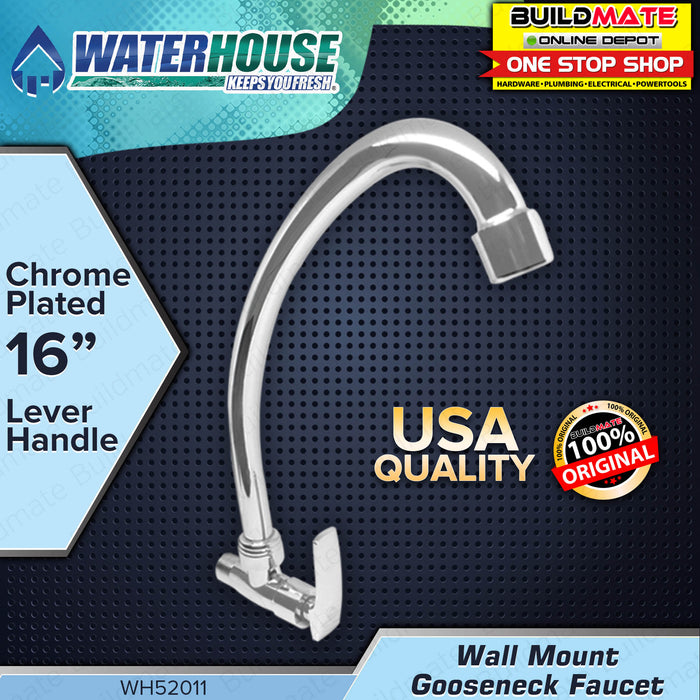 WATERHOUSE by POWERHOUSE Wall Mounted Gooseneck Faucet Lever Handle 16" WH52011 •BUILDMATE• PHWH