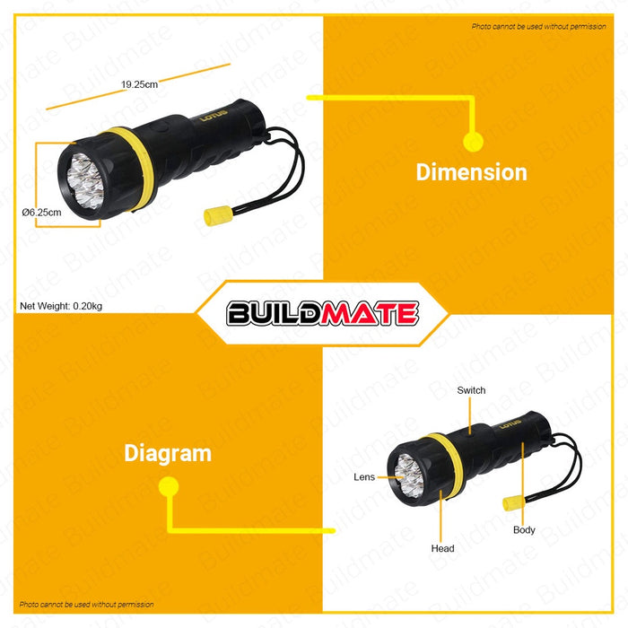 LOTUS 7LED Flash Light PVC Waterproof LTFL2000D •BUILDMATE• LHT