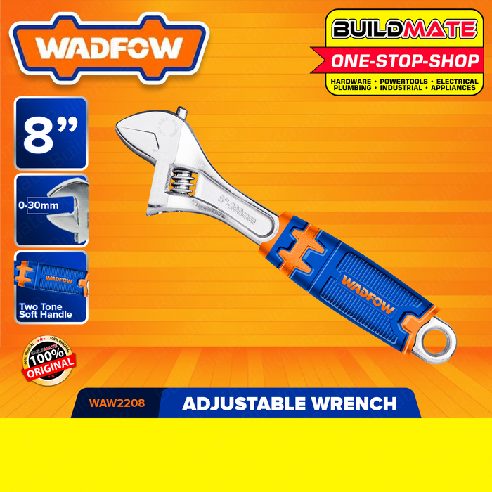 WADFOW Adjustable Wrench 200mm 8" Inch Unique Design Two Tone Soft Handle WAW2208 •BUILDMATE• WHT