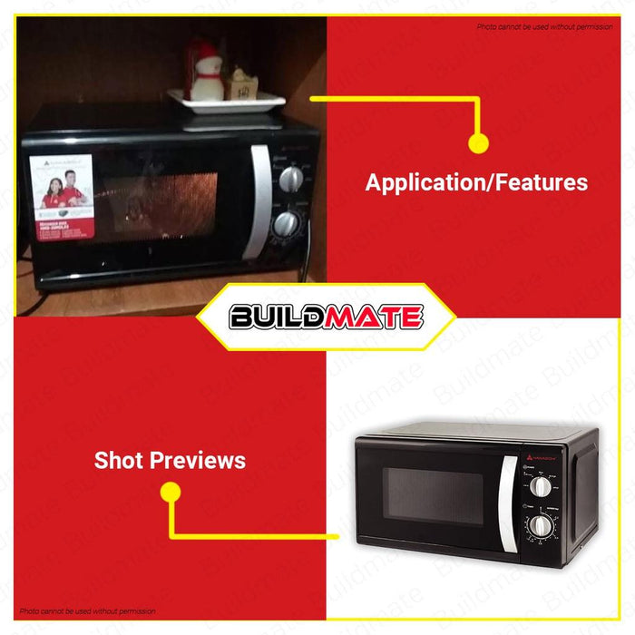 BUILDMATE Hanabishi Manual Microwave Oven 20L with Defrost Function & 6 Power Levels Kitchen Appliance HMO-20MDLX3