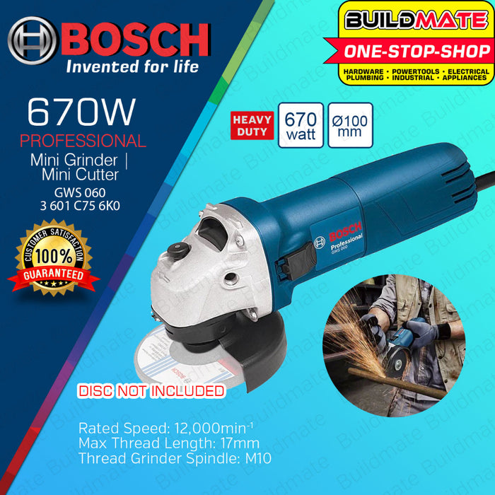 BOSCH 4" Inch Electric Angle Grinder 670W / 710W Mini Grinding Machine Wood Cutting •BUILDMATE• COC