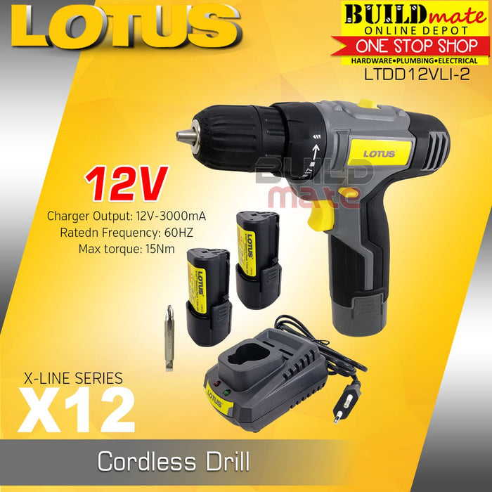 LOTUS Cordless Drill / Driver 12V LTDD12VLI-2 •BUILDMATE• LCPT