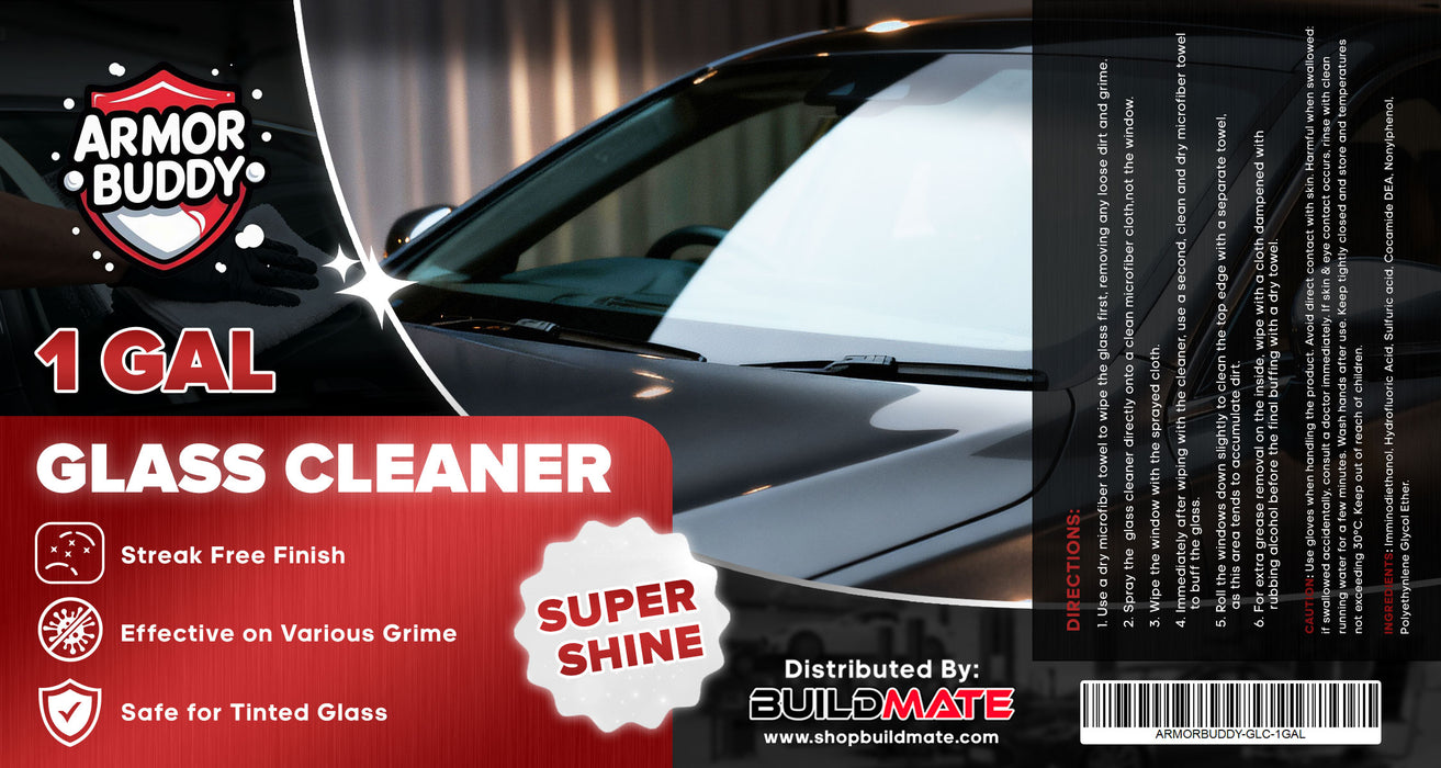 BUILDMATE ARMOR BUDDY Car Care Series Glass Cleaner 250ml & 1 Gal | Streak-Free Auto Glass