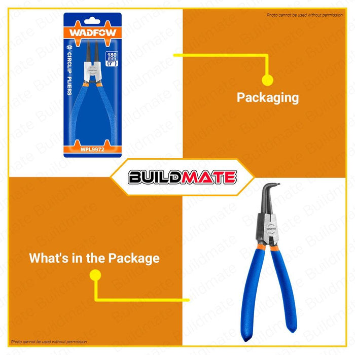 WADFOW Circlip Pliers 7" Straight Head External Circlip Plier Carbon Steel WPL9971 •BUILDMATE• WHT