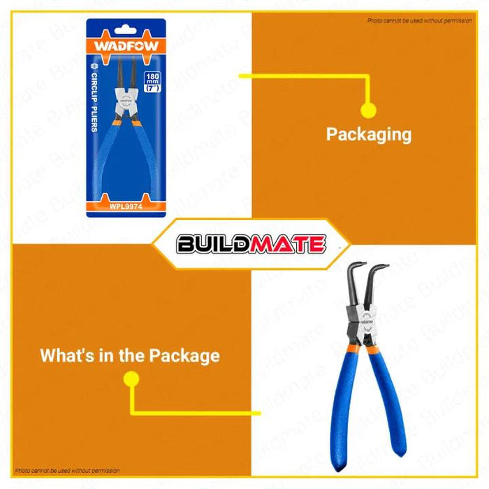 WADFOW Circlip Pliers 7" Straight Head External Circlip Plier Carbon Steel WPL9971 •BUILDMATE• WHT