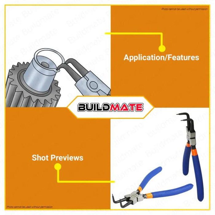WADFOW Circlip Pliers 7" Straight Head External Circlip Plier Carbon Steel WPL9971 •BUILDMATE• WHT