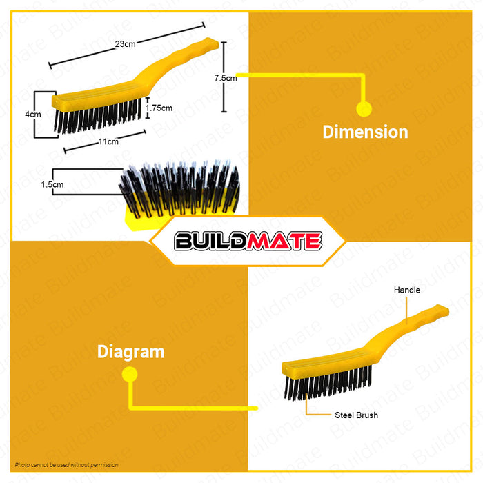 POWERHOUSE Steel Brush with Plastic Handle Wire Brush Stripper Brush Scrubbing Rust • PHHT