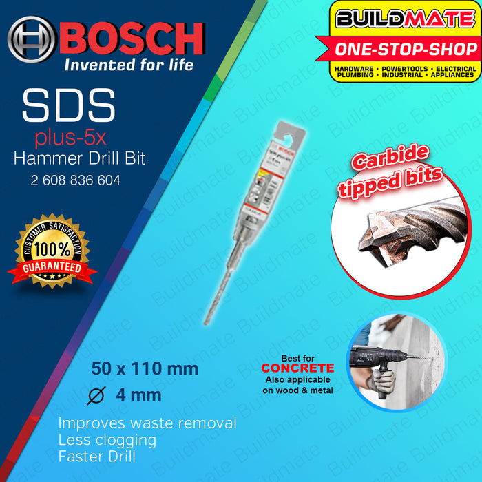 BUILDMATE Bosch SDS PLUS-5X Rotary Hammer Drill Bit 4MM - 13MM for Concrete & Masonry Wall Fast Drilling - BAX