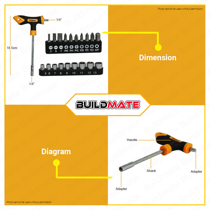 HOTECHE 20PCS/SET T-Handle Screwdriver Set 250420 •BUILDMATE•