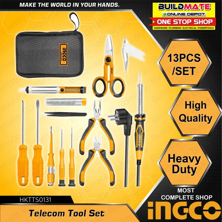 BUILDMATE Ingco 13PCS Telecom Tool Kit Set Pliers, Scissor, Soldering ...
