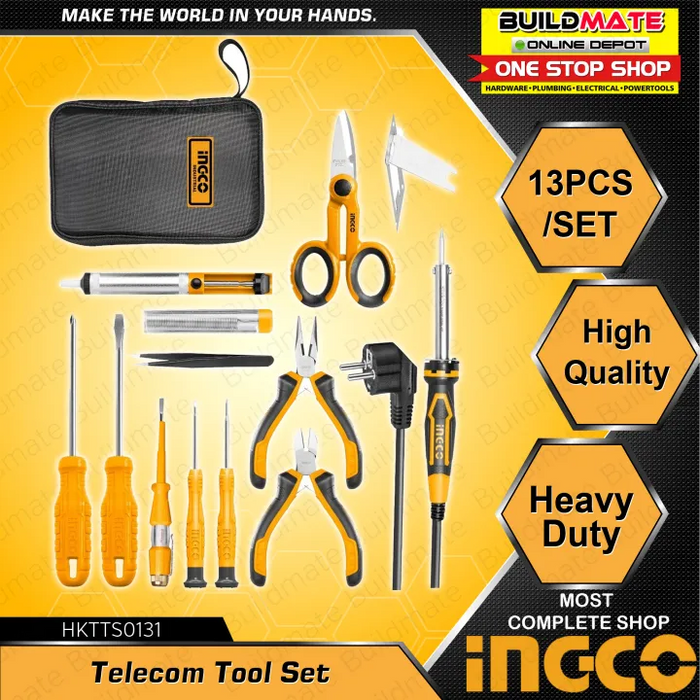 BUILDMATE Ingco 13PCS Telecom Tool Kit Set Pliers, Scissor, Soldering ...