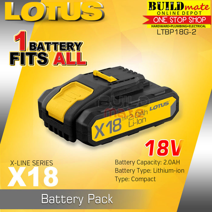 [BUNDLE] LOTUS X-LINE Cordless Impact Wrench 1/2" Dr 18V LTIW18LI + LTFC1800 + LTBP18G-2 •BUILDMATE• LCPT