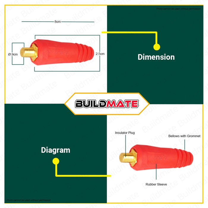 MAILTANK SH309 25mm2 Euro Welding Machine Connector Adaptor Female Red SP003 •BUILDMATE•