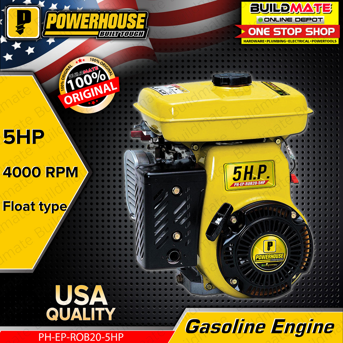 POWERHOUSE 5HP Industrial ECO Professional Series Gasoline Engine POW ...