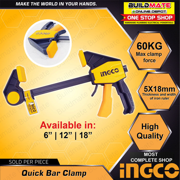 WADFOW Quick Bar Clamp 6" Inch | 12" Inch | 18" Inch [SOLD PER PIECE] Quick Grip Wood Clamps •BUILDMATE• WHT