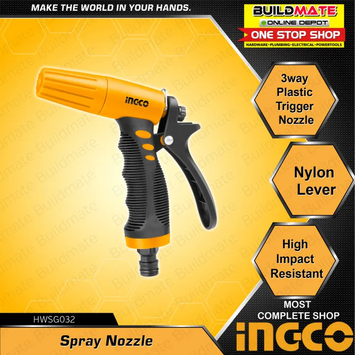 INGCO 3 Pattern Garden Hose Spray Water Sprayer Nozzle Gun Garden Tools HWSG032 •BUILDMATE• IHT