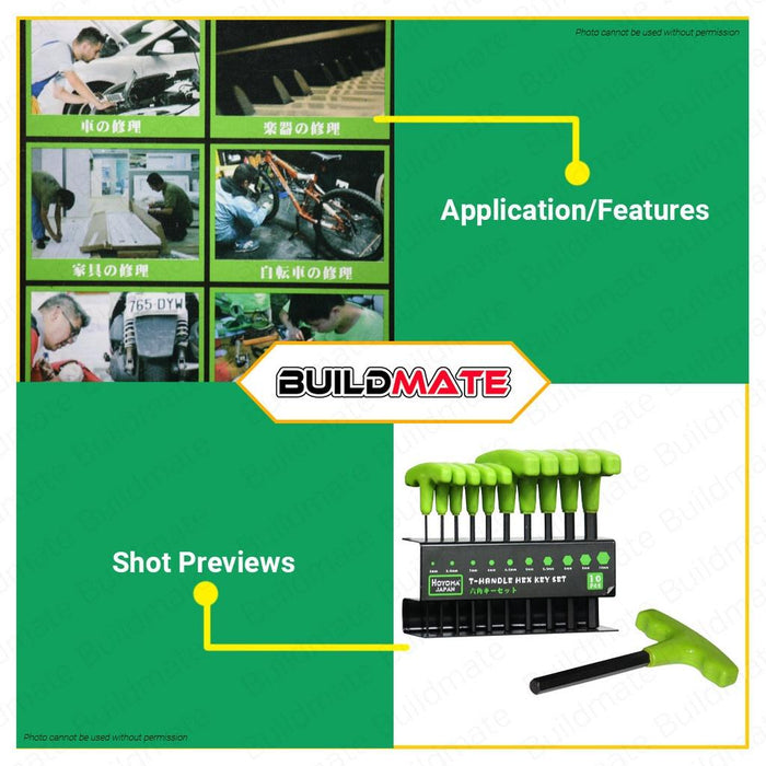HOYOMA JAPAN T-Handle Hex Key 10PCS/SET HNL007 •BUILDMATE•