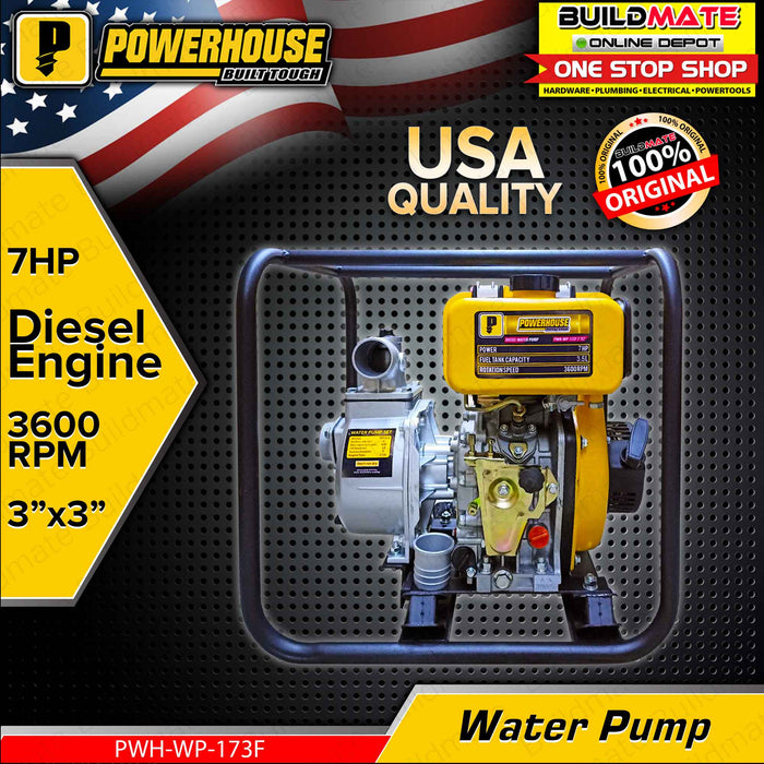 POWERHOUSE 3 x 3" Industrial Diesel Water Pump ECO Professional Series Engine 3 x 3" PWH-WP-178F •BUILDMATE• PHI