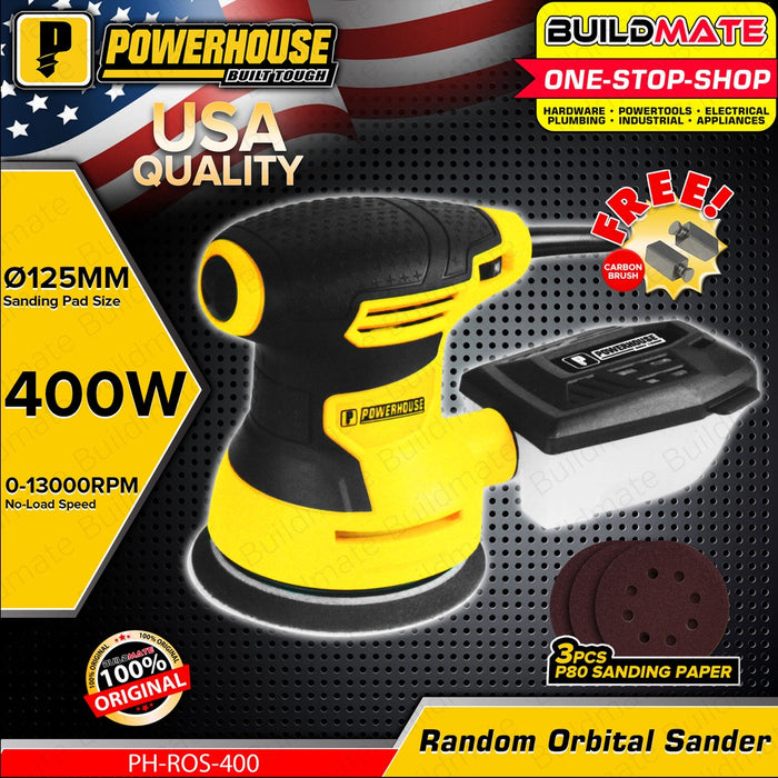 BUILDMATE Powerhouse Random Orbital Sander 350W | 400W [SOLD PER SET] Variable Speed with Dust Box Wood Orbital Sanding Finish Wood Sander Polishing Machine Electric Sander PH-OS350-DHD | PH-ROS-400 • PHPT