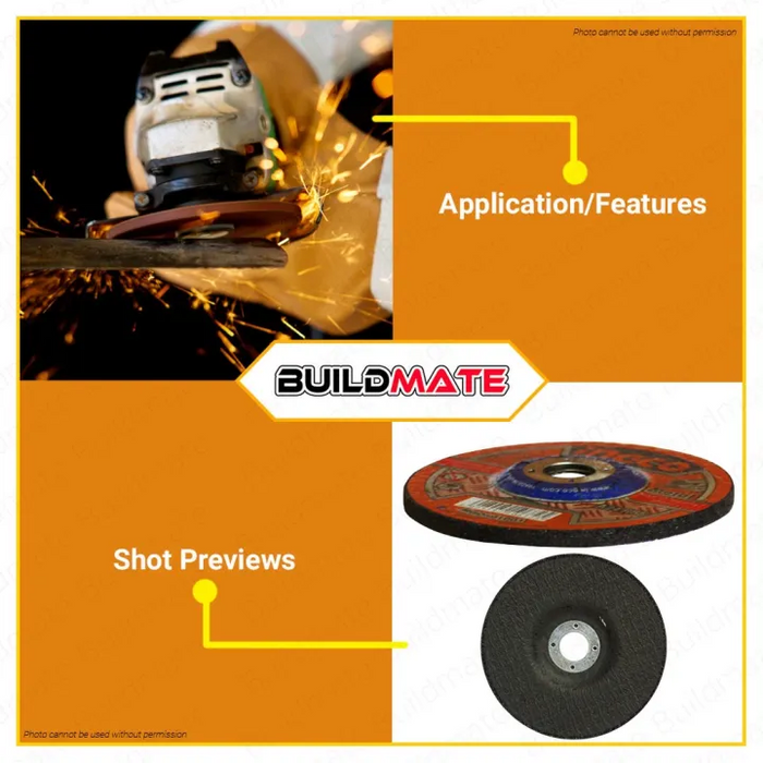 BUILDMATE Ingco Grinding Disc 100x6x16mm Abrasive Cutting Wheel Disc for Metal SOLD PER PIECE MGD601001  - IHT