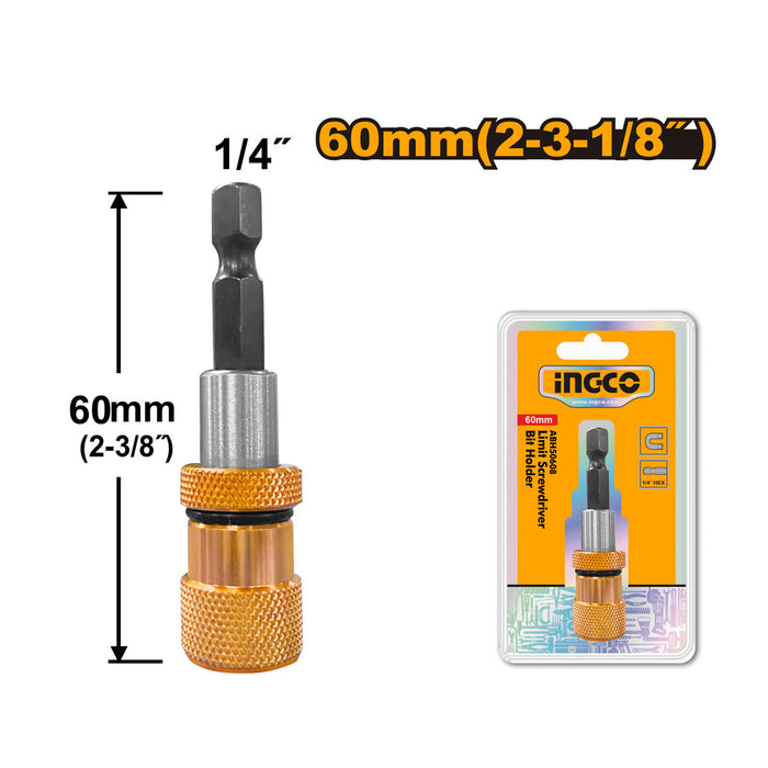 BUILDMATE Ingco Limit Screwdriver Bit Holder 60mm with Limit Extension Function ABH50608 - IHT