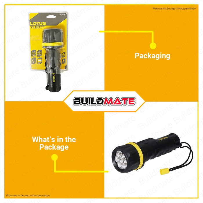 LOTUS 7LED Flash Light PVC Waterproof LTFL2000D •BUILDMATE• LHT