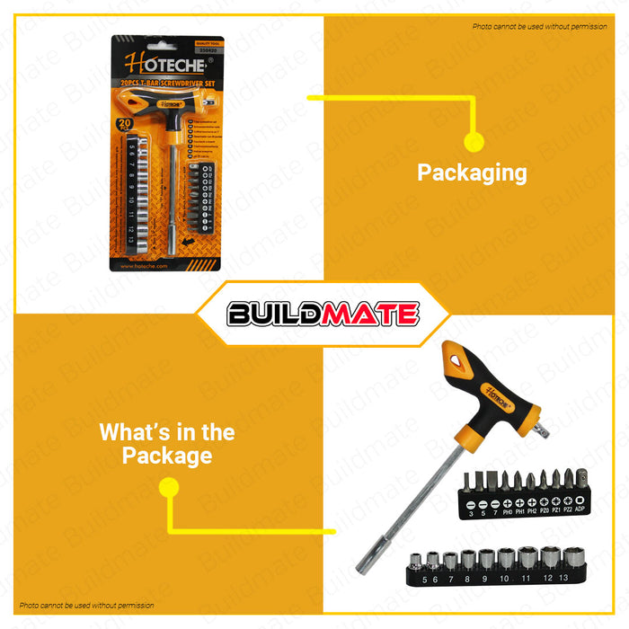 HOTECHE 20PCS/SET T-Handle Screwdriver Set 250420 •BUILDMATE•