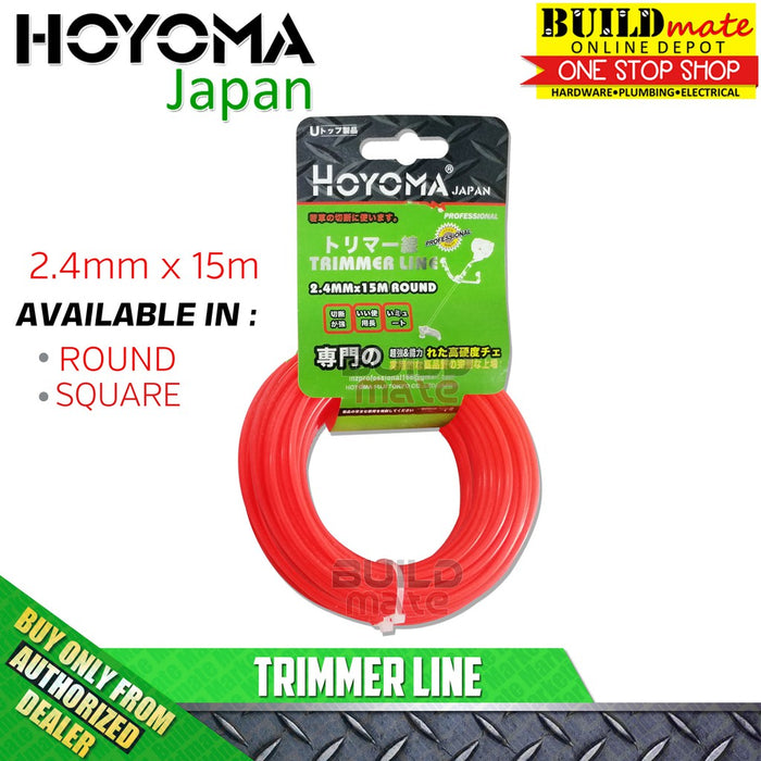 BUILDMATE Hoyoma / Powerhouse Nylon String Trimmer Line Square / Round 2.4MMx15M / 3MMx15M Weed Wacker Eater for Grass Trimmer&nbsp;