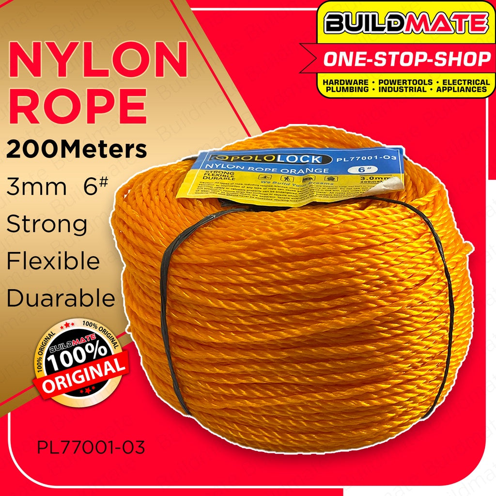 Nylon Rope 200m 3mm # 6 HIGH QUALITY RANDOM COLOR •BUILDMATE• — Buildmate