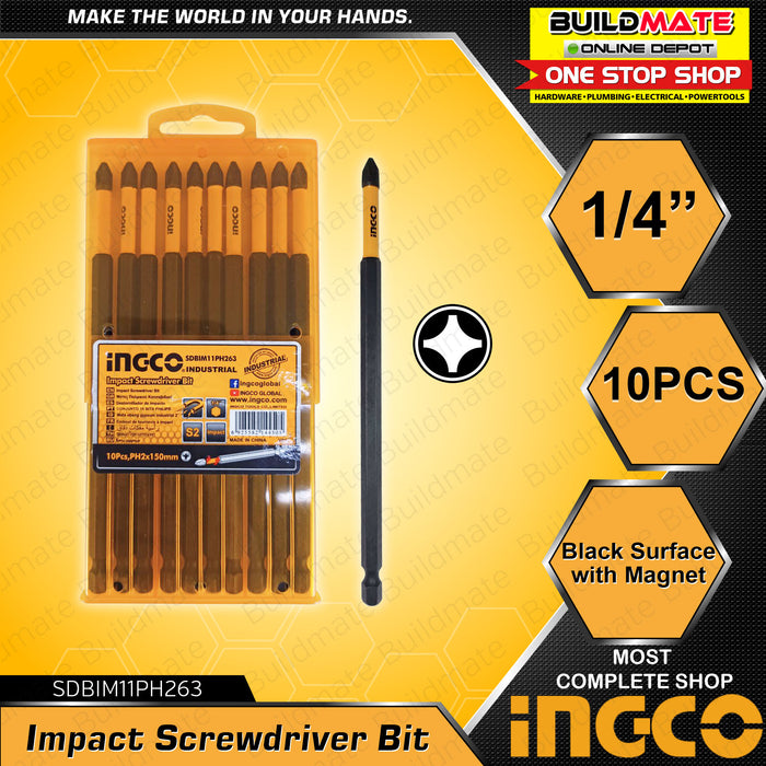 INGCO Impact Screwdriver Bit 10PCS/SET SDBIM11PH263 •BUILDMATE• IHT