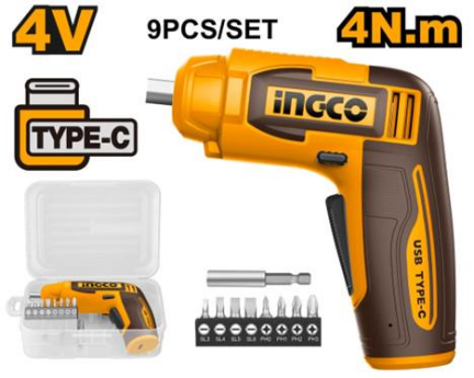 INGCO 4V Cordless Screwdriver Compact Power Tool for Light Repairs CSDLI0458 ICPT - BUILDMATE