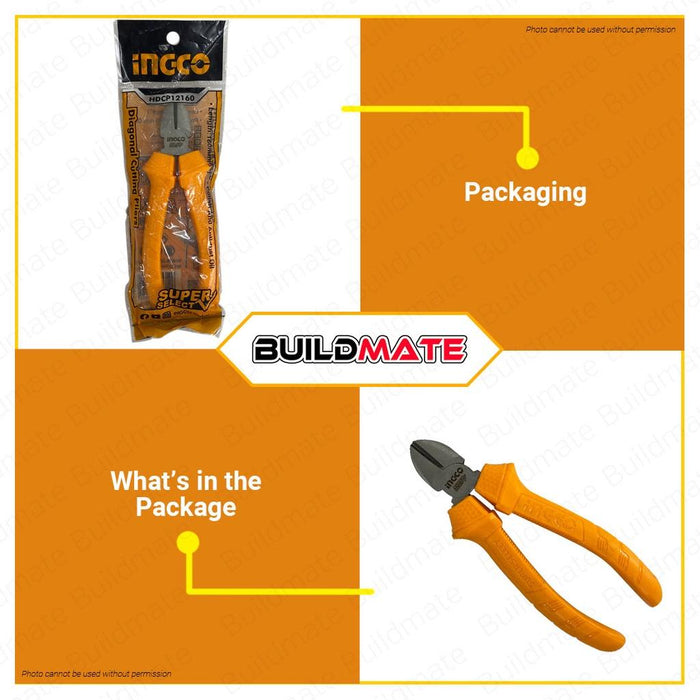 BUILDMATE Ingco 6" Inch Diagonal Cutting Pliers SUPER SELECT Hand Tools Wire Stripping HDCP12160 IHT