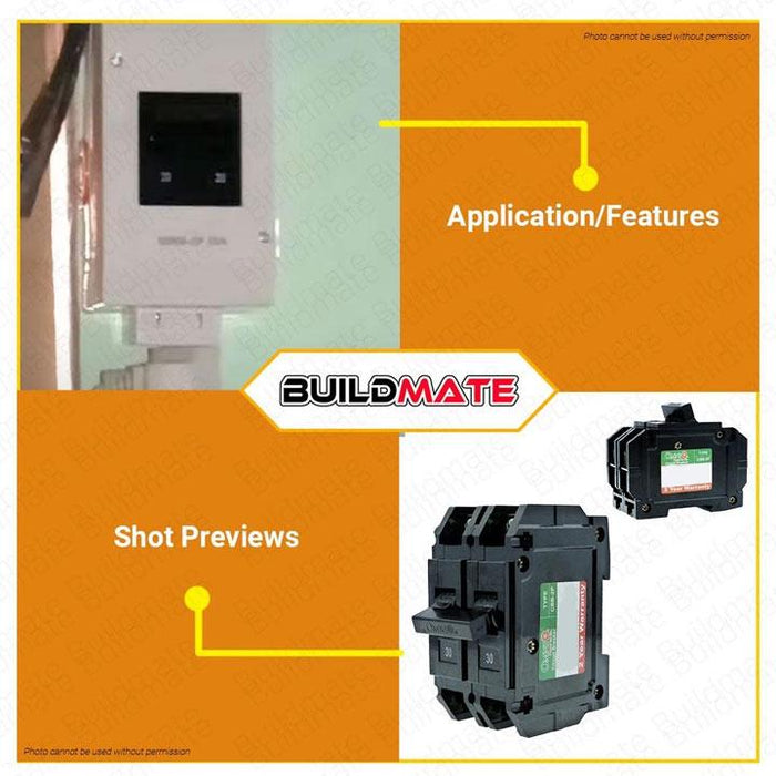 BUILDMATE Omni Plug In Circuit Breaker 2 Poles  15A-60A Electrical Double Pole Circuit Protection Plugin Breaker CBP-2P SOLD PER PIECE