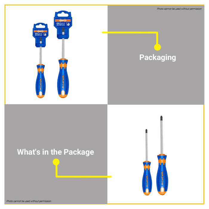 WADFOW Slotted & Phillips Screwdrivers 38mm | 100mm | 150mm | 200mm [SOLD PER PIECE] •BUILDMATE• WHT