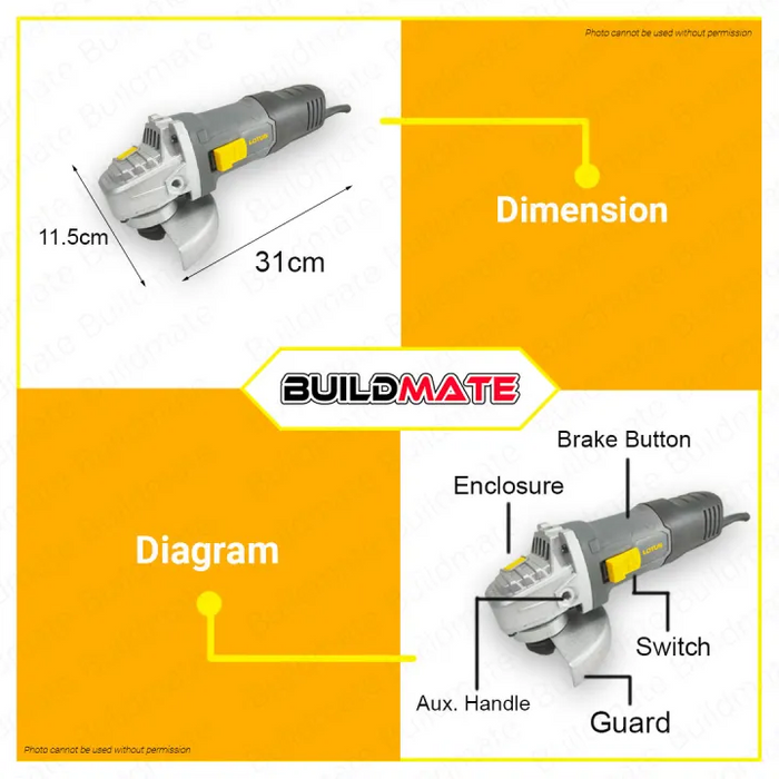 LOTUS Original Angle Grinder 650W LTSG6500S / LAG115Z1 +FREE Disc •BUILDMATE• LPT LUTOS