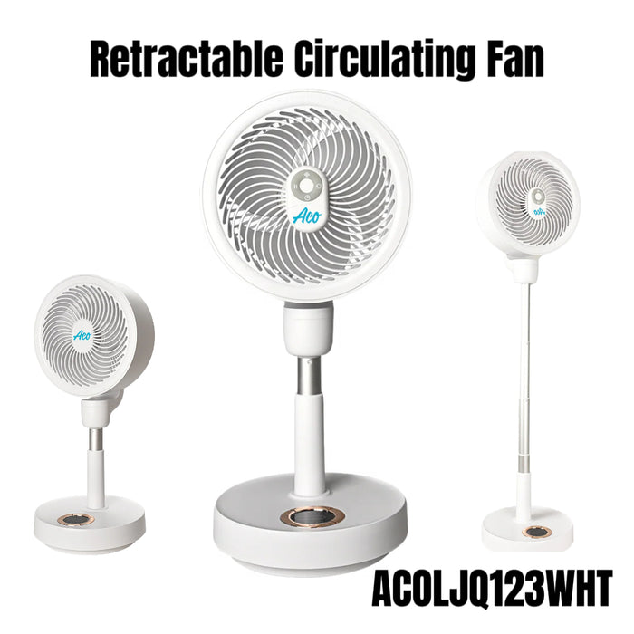 BUILDMATE x Aco Retractable Circulating Fan 10000mAh | Portable Rechargeable Fan with Remote Control, Adjustable Speeds & Rotatable Design
