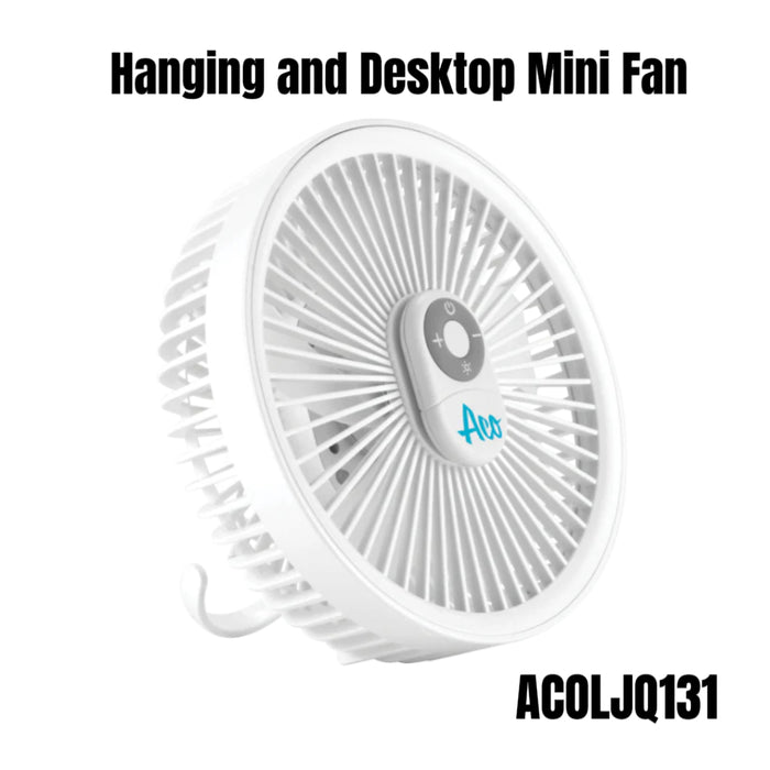BUILDMATE x ACO Hanging & Desktop Mini Fan | Portable Rechargeable USB Fan for Home, Office & Travel