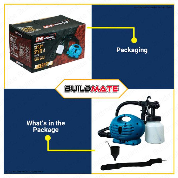 JR KAWASAKI HVLP DIY Electric Paint Spray Gun 800W 800ML Paint Sprayer Gun Power Painter JRKESPG800 •BUILDMATE•