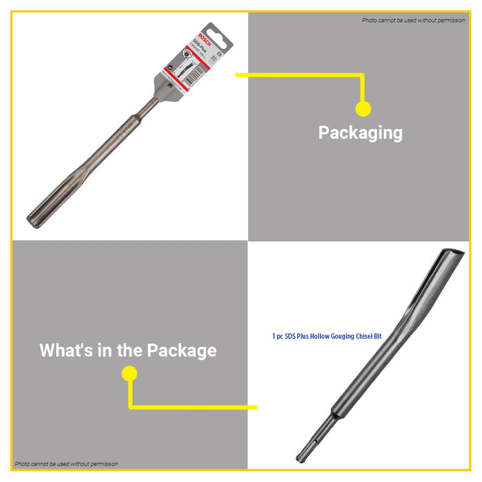 BUILDMATE Bosch Pro SDS Plus Hollow Gouging Chisel 22mmx250mm For Rotary Hammer Drills & Demolition Hammers 1618601004 - BAX