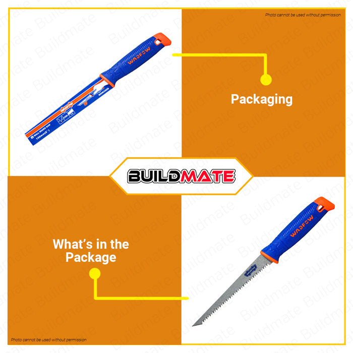 WADFOW Wall Board Saw 6" Inch Wallboard Saw Jab Saw Panel Saw Drywall Hand Saw Keyhole Saw Blade Sheetrock Tool Tree Saw Wood Cutter WHW3G06 •BUILDMATE• WHT