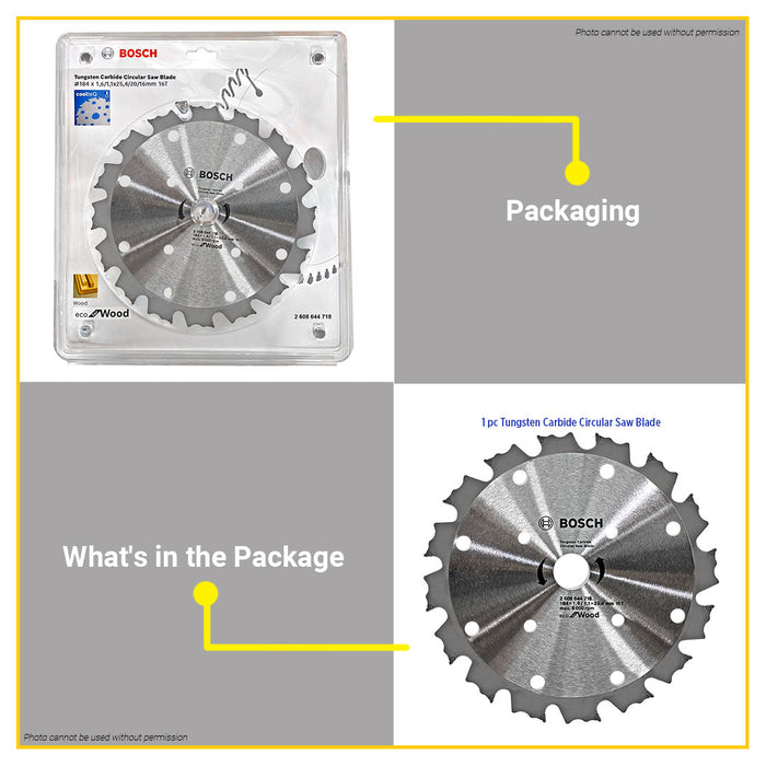 BUILDMATE Bosch Tungsten Carbide Circular Saw Blade Wheel 7 1/4" - 10" Inch CoolteQ Eco for Wood BAX