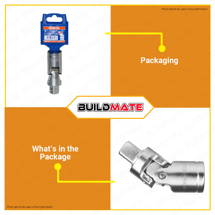 BUILDMATE Wadfow Universal Joint 1/2" Inch Spark Plug Socket Wrench Ratchet Angle Extension Bar Adapter WSC2212 / WMS4212 - WHT